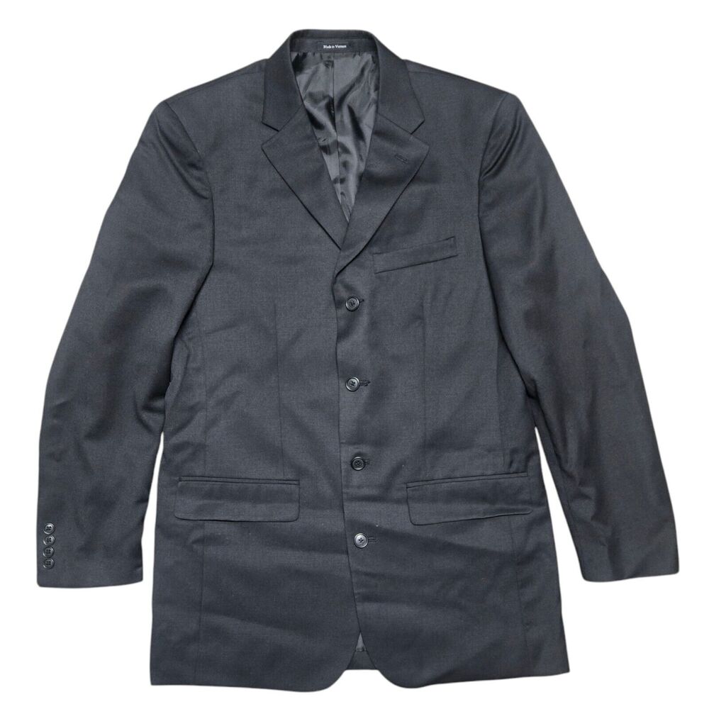 Linea Uomo Wool Modern Fit Sport Coat Blazer Black Adult 39 Long Mens